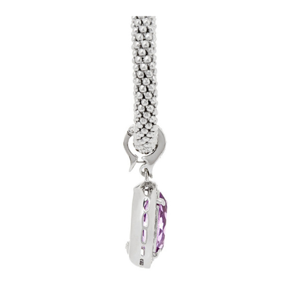 NEW 5.20ct AMETHYST PENDANT 20" NECKLACE Sterling Silver Italian Popcorn Chain - Picture 7 of 10